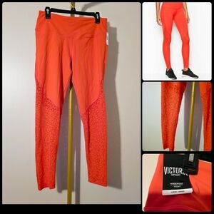 Victoria Sport Knockout Orange Leopare Leggings sz Large